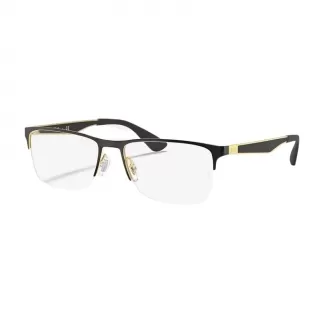 Óculos de Grau Fio de Nylon+Retangular Ray-Ban 0RX6335 2890 56 RGD.MTL Preto+Dourado